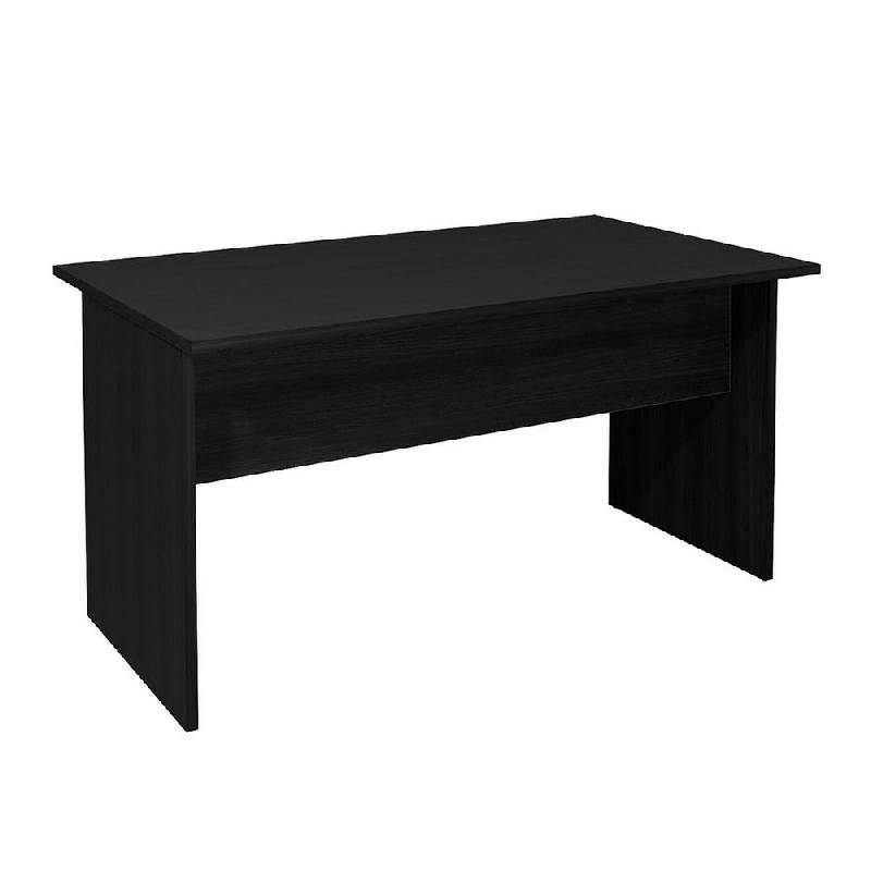 BUREAU DROIT PRONTO - L.140 X P.80 CM - PLATEAU NOIR - PIEDS PLEINS  NOIR