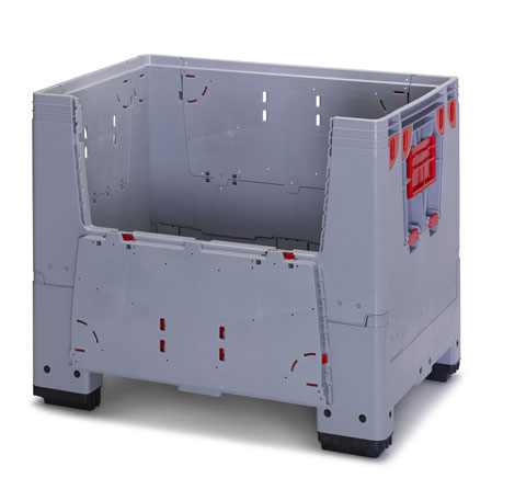Caisse-palette plastique pliable à parois pleines - 120x80x100 cm - idéale pour pêche, agriculture et agroalimentaire_0