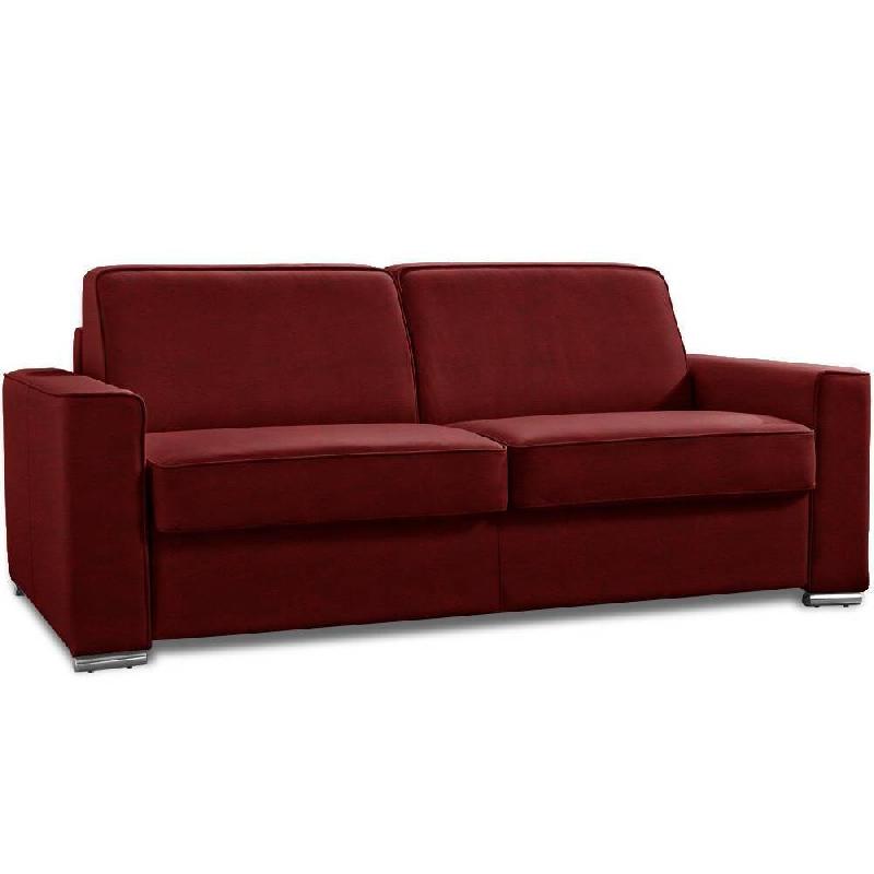 CANAPÉ CONVERTIBLE 3 PLACES EXCELLENCE 140 CM SOMMIER LATTES MICROFIBRE BORDEAUX MATELAS MEMORY 18 CM INCLUS_0