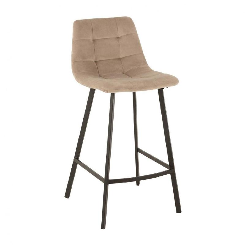 CHAISE DE BAR MILENA  BEIGE EN  MÉTAL  / VELOURS_0