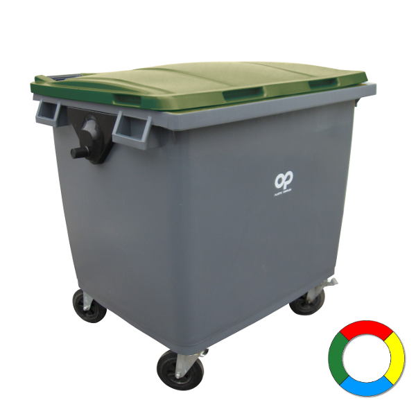 Conteneur poubelle bicolore 1000 litres - Gris / Jaune (RAL 1018) - Marque SULO, résistant UV et chocs_0