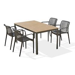 DCB GARDEN Ensemble repas de jardin 4 places en aluminium gris anthracite - BOSTON TIAGO - gris aluminium BOSTONTB150+TIAGONX4_0