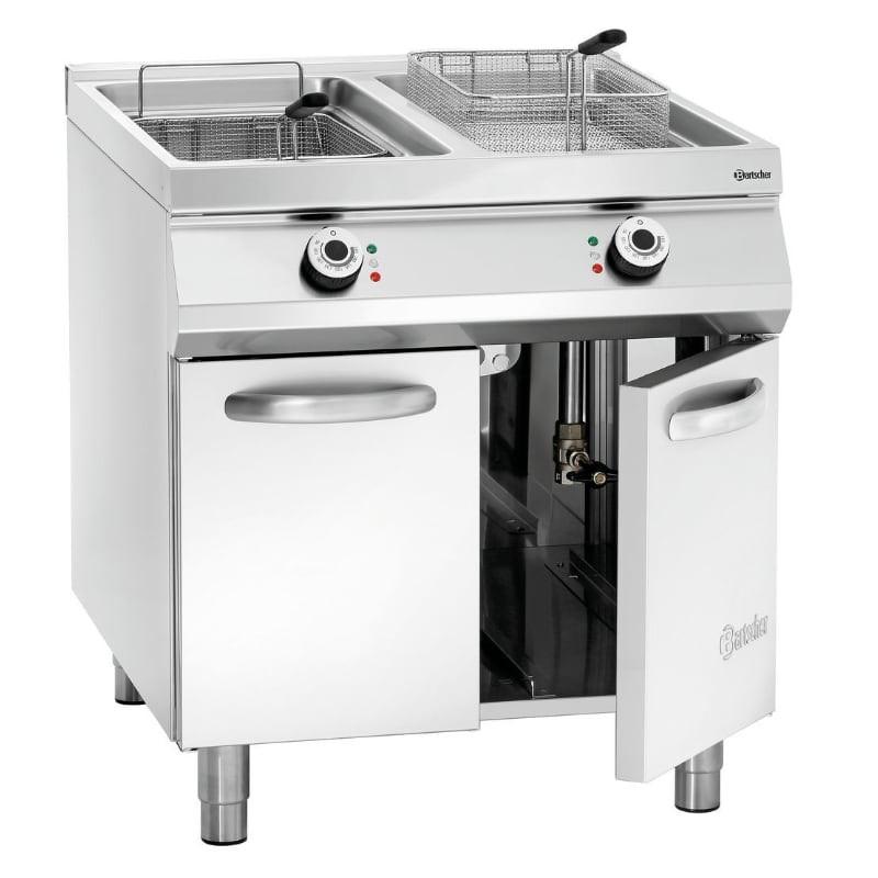 Friteuse électrique professionnelle Bartscher - 2 cuves de 20L avec robinet de vidange et 34,8 kW_0