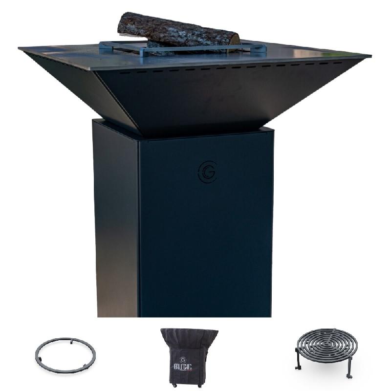 GRILLCHIC pack privilège brasero cevenol acier normal carre 74 noir double cuve - noir paprivbracdcce_normal_ral9005_0