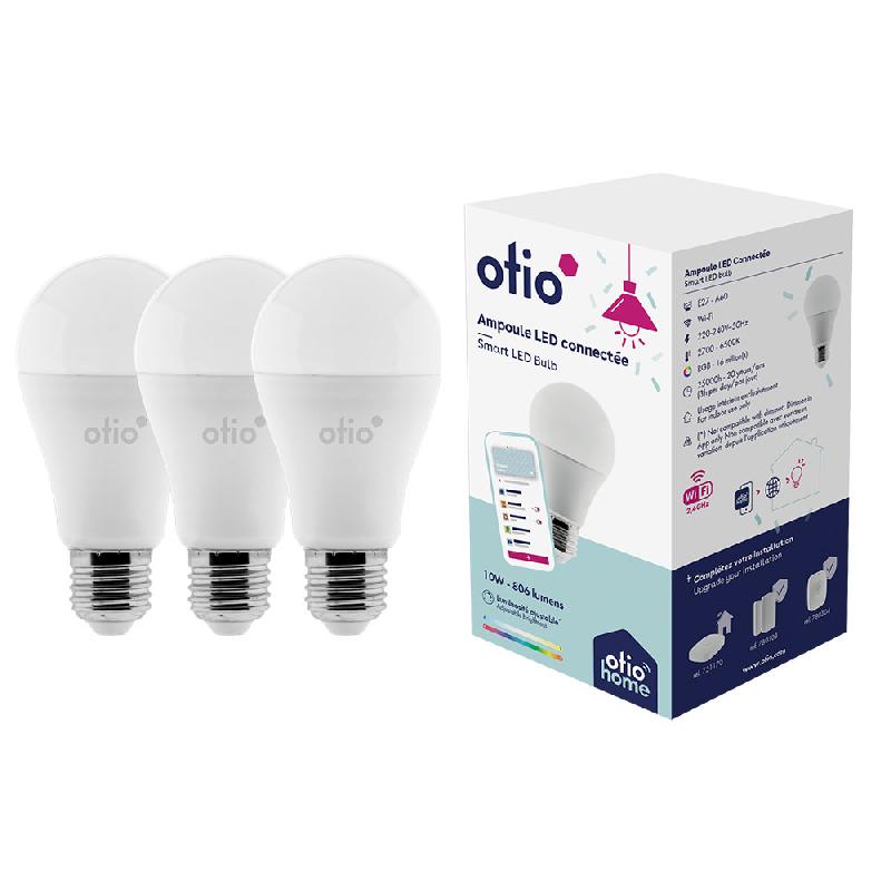 Pack de 3 ampoules connectées WIFI LED E27 RGB - OtioHome_0