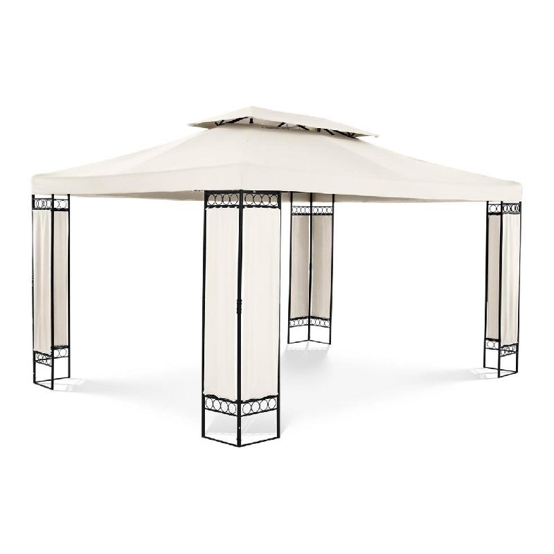 Pergola pavillon barnum tonnelle tente abri gazebo de jardin terrasse beige - 3 x 4 m - toile 160 g/m² - structure acier peint_0