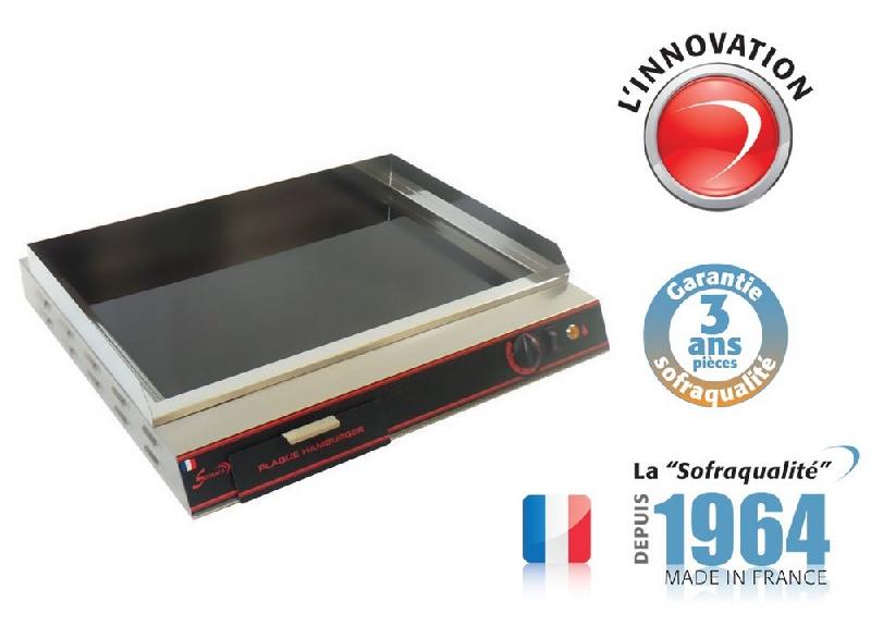 Plancha pro vitrocéramique électrique - spécial hamburgers small - l 560 mm alimentation - monophasé (230 v ), forme des plaques - plaque inferieur lisse - 23152S_0