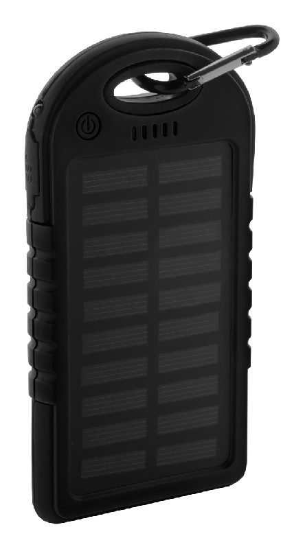 Power bank USB en plastique - revêtement silicone - 4000 mAh - chargeur solaire et lampe LED_0