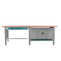 PROREGAL Etabli BUFFALO WOOD avec 1x Tiroir + Armoire| HxLxP 86,5x210x75cm | Capacité de Charge 1000kg | Gris - gris métal PR_RS157-82_0