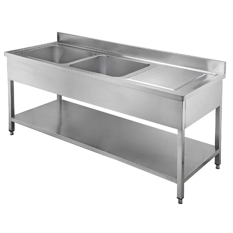 Vaiotec EASYLINE Evier 600 / 2 cuves à gauche et égouttoir L:1600 - inox 10201_0