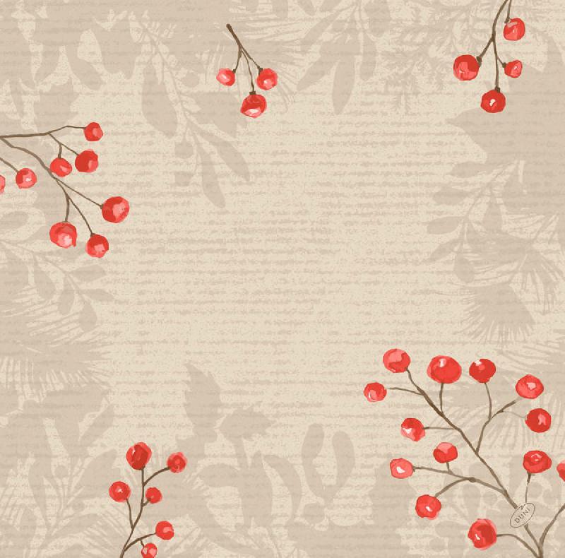 SERVIETTES BEIGE NON TISSÉ 40X40 CM KRAFT BERRIES DUNI (60 PIÈCES)