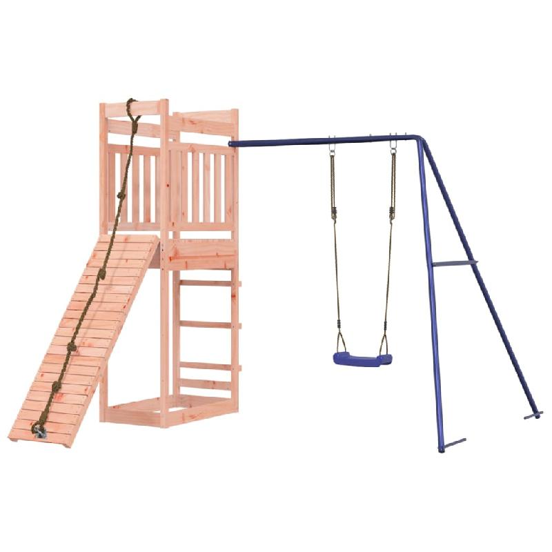 Aire de jeux d'extérieur en bois massif de douglas - Balançoires, toboggan, portiques robustes - Dimensions 243 x 256 x 207 cm - Réf. 02_0004678_0