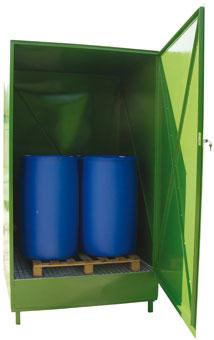 ARMOIRE EXTÉRIEURE POUR PRODUITS DANGEREUX ACIER VERNI 4 FÛTS, 400 LITRES
