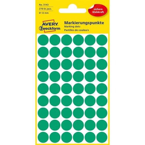 Avery Zweckform Etui de 270 pastilles adhésives, diamètre 12 mm, coloris vert (5 feuilles / cdt) - vert 3143_0
