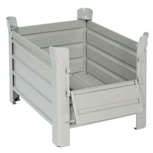 CAISSE PALETTE ACIER ABATTANT 4 PIEDS 635X835X600 MM 1 T - MDM