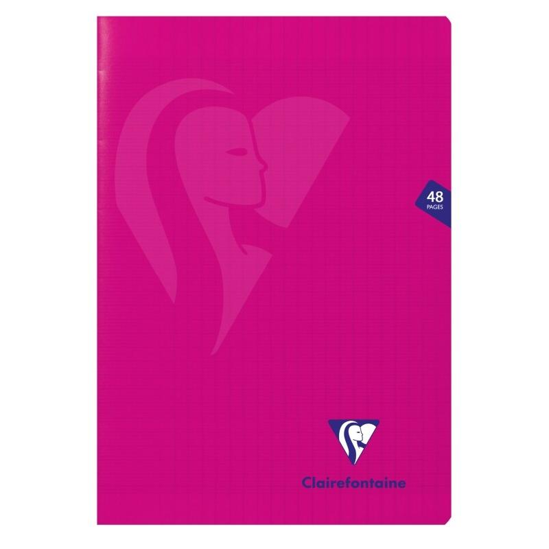 Clairefontaine Lot de 10 Cahier Mimesys A4, 48p./24 feuilles 90 g/m² piquées, coloris rose, Séyès - 3329683161011_0