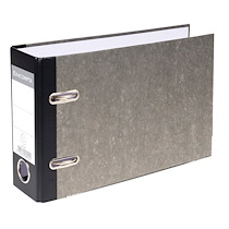 CLASSEUR À LEVIER PAPIER MARBRE GRIS DOS DE 70MM - A5 HORIZONTAL. - GRIS-DOS NOIR - LOT DE 20