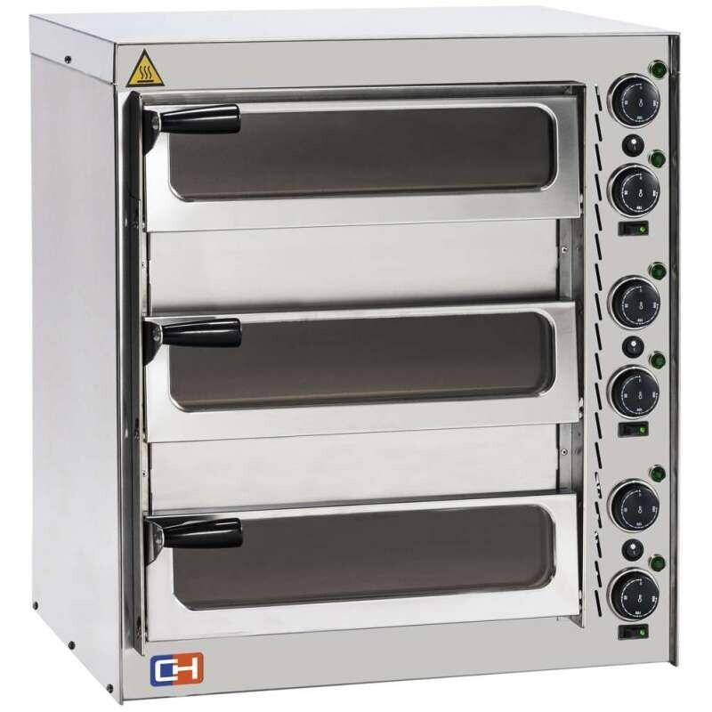 Climahosteleria AVEIRO FP52PV Four à Pizza Electrique Compact 3 pizzas diamètre 35 cm avec porte vitrée - gris inox FP52PV_0
