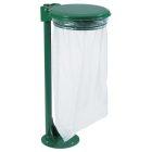 Support sac avec couvercle sur poteau avec platine à fixer - 110L Vert Mousse - COLLECMUR_0