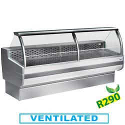 Comptoir vitrine réfrigérés vitre bombée ventilé avec réserve cr300/a1-vv/r2_0