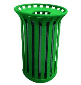 Corbeille publique Caracas 85 L - Structure en fer plat - Coloris vert RAL 6005 - Seau amovible_0