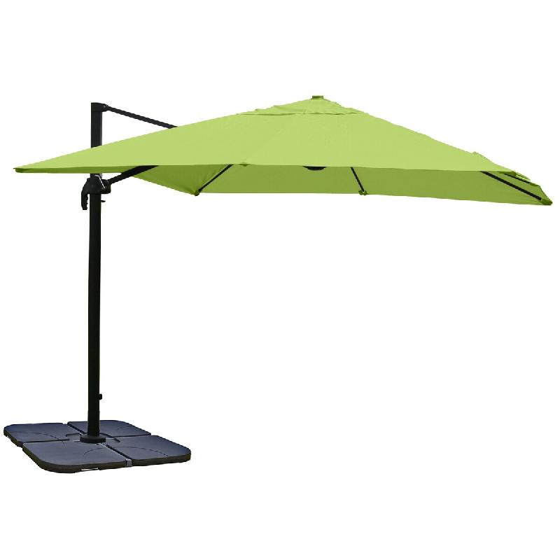 Décoshop26 - Parasol professionnel restaurant pour jardin terrasse, 3x3m (Ø4,24m) polyester aluminium/acier 23kg vert avec pied, 04_0003298 - alumin_0