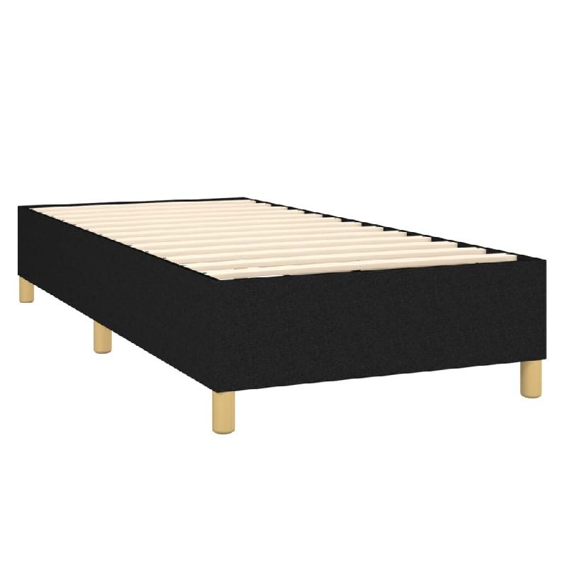 Décoshop26 - Sommier à lattes sur pieds cadre de lit 100x200 cm tissu noir TDL0207041 - noir 3001156688002_0
