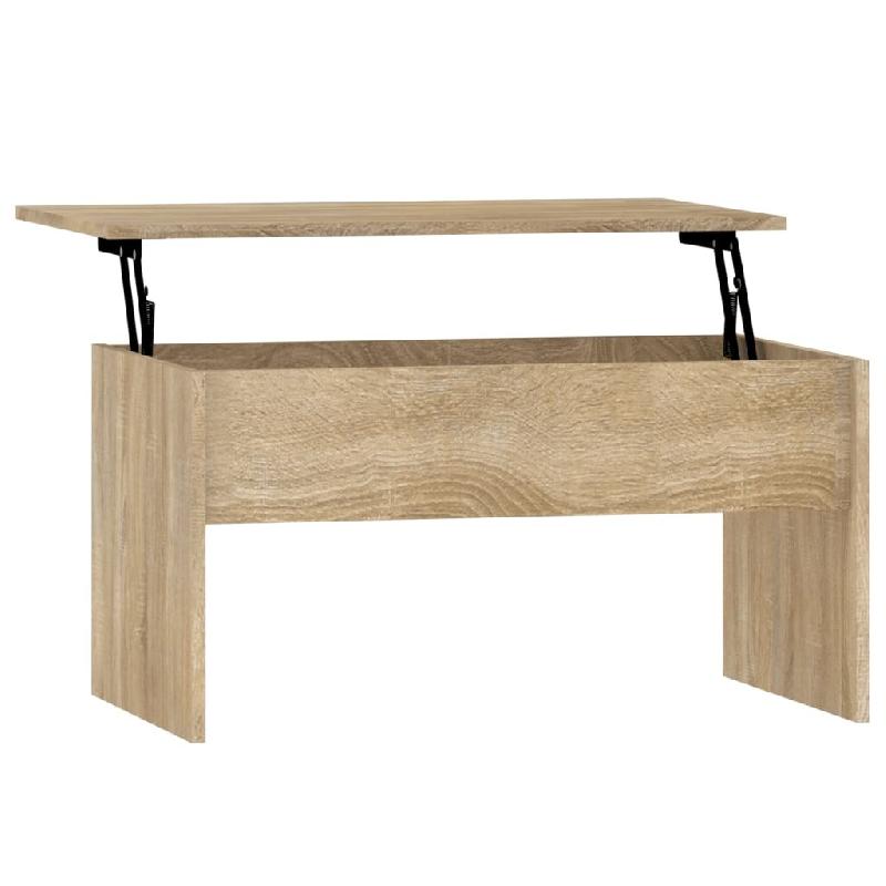 Décoshop26 - Table basse plateau relevable design moderne et contemporaine 80 x 50,5 x 41,5 cm bois d'ingénierie couleur chêne DEC038995 - Bois mas_0