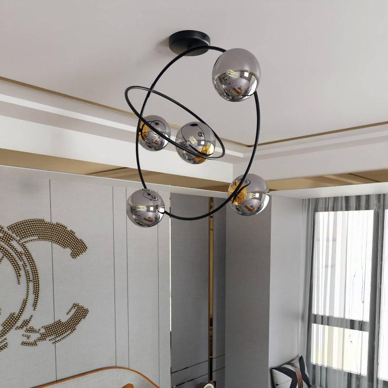 EULUNA PLAFONNIER ASCELLA, VERTICAL, À 5 LAMPES, GRAPHITE