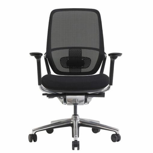 Fauteuil de bureau ergonomique YOKO - neuf - système synchrone, support lombaire réglable, accoudoirs 4D - aluminium chromé_0