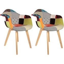 Fauteuil scandinave Patchwork (Lot de 2) Multicolore The Home Deco Factory - multicolore 3561864330964_0