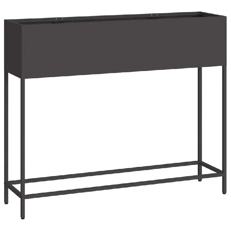 Helloshop26 - Bac de jardin surélevé moderne 100 x 26 x 82 cm style contemporain ambiance tendance en acier noir 02_0052088 - noir métal 3000237241266_0