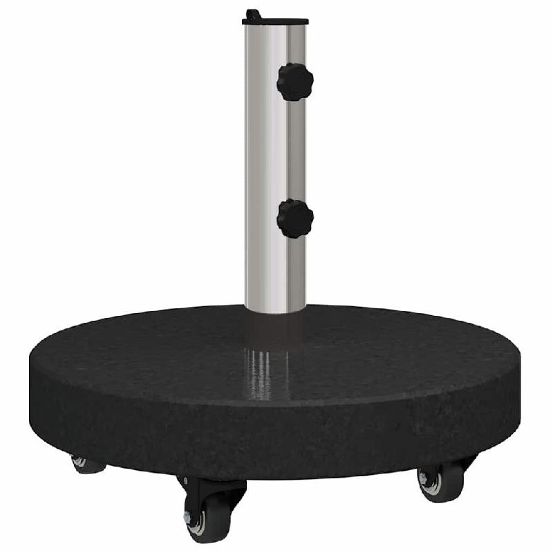 Helloshop26 - Base de parasol ronde roulable moderne jardin 45 x 45 x 45 cm en granit noir 02_0058856 - noir inox 3000240817342_0