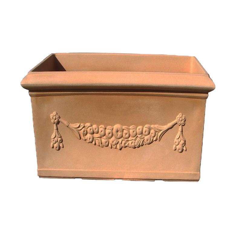 Jardinière décorée en terre cuite d'Impruneta - Dimensions : 80 x 40 x 40 cm - orange matière synthétique 8056450702683_0
