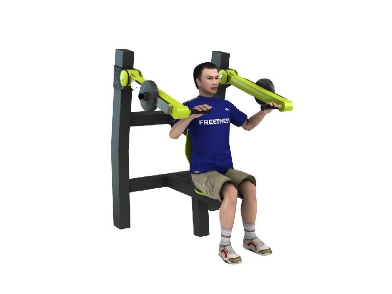 Appareil de musculation extérieur en acier galvanisé et poids sécurisés - Shoulder Press Assis_0