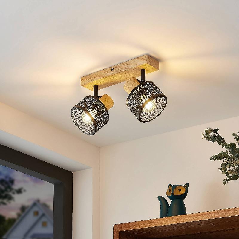 LINDBY EVINORA SPOT POUR PLAFOND EN BOIS, 2 LAMPES