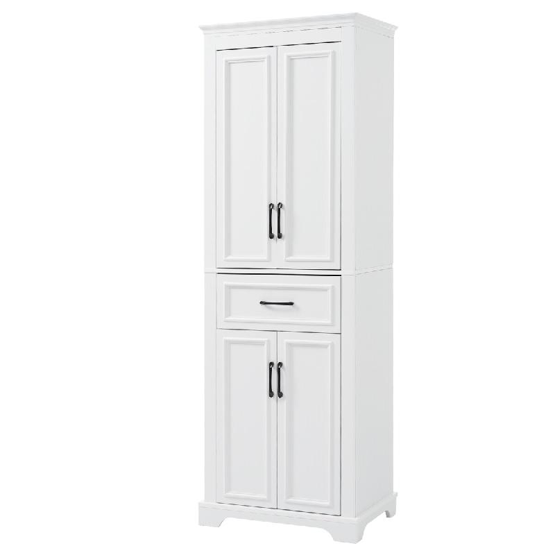 Merax armoire haute polyvalente 60 x 40 x 180 cm, blanc, avec rangements et tablettes reglables - blanc Bois manufacturé NK000501AAK_0