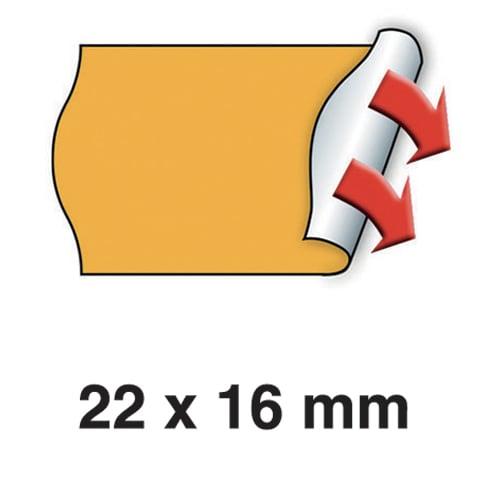 Meto - Boîte de 6 rouleaux d'étiquettes adhésives 22x16mm - Fluo orange sinusoïdales - Adhésif permanent_0