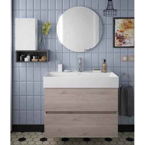 MEUBLE SALLE DE BAIN SUSPENDU 2 TIROIRS FUSSION LINE 800 CHÊNE NATUREL - SALGAR 23327