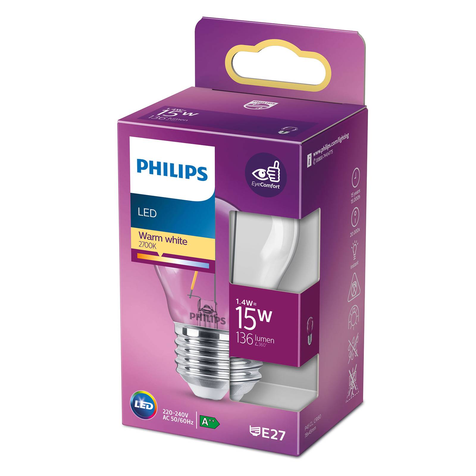 PHILIPS LED CLASSIC GOUTTE E27 P45 1,4 W