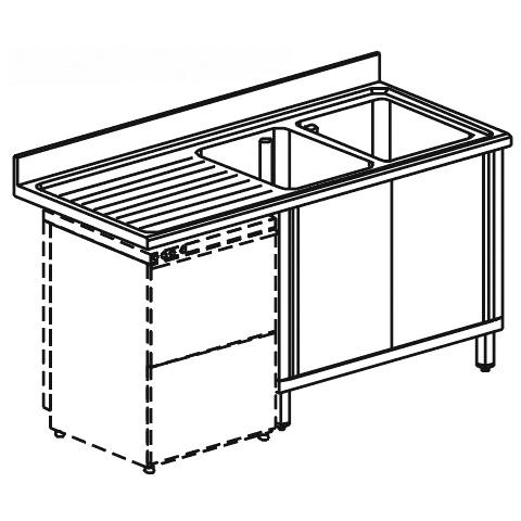 Plonge inox sur armoire 2 portes coulissantes avec 2 bacs à droite ... - PSLA2LS1807_0