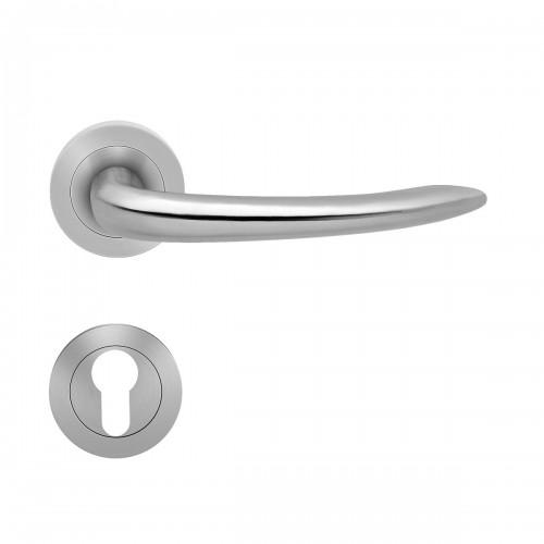 POIGNÉES DE PORTE SUR ROSACES RONDES SÉRIE ER19 JERSEY - INOX SATINÉ -CLÉ I KARCHER DESIGN