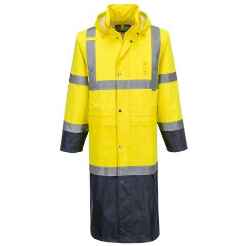PORTWEST H446 IMPERMÉABLE HV CONTRASTÉE 122 CM JAUNE/MARINE - TAILLE L