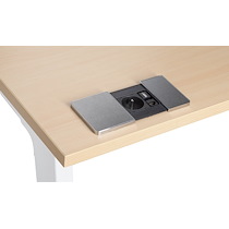 PRISE ENCASTRABLE - 1 PRISE SECTEUR + 1 PORT RJ45 + 1 PORT USB - ALUMINIUM