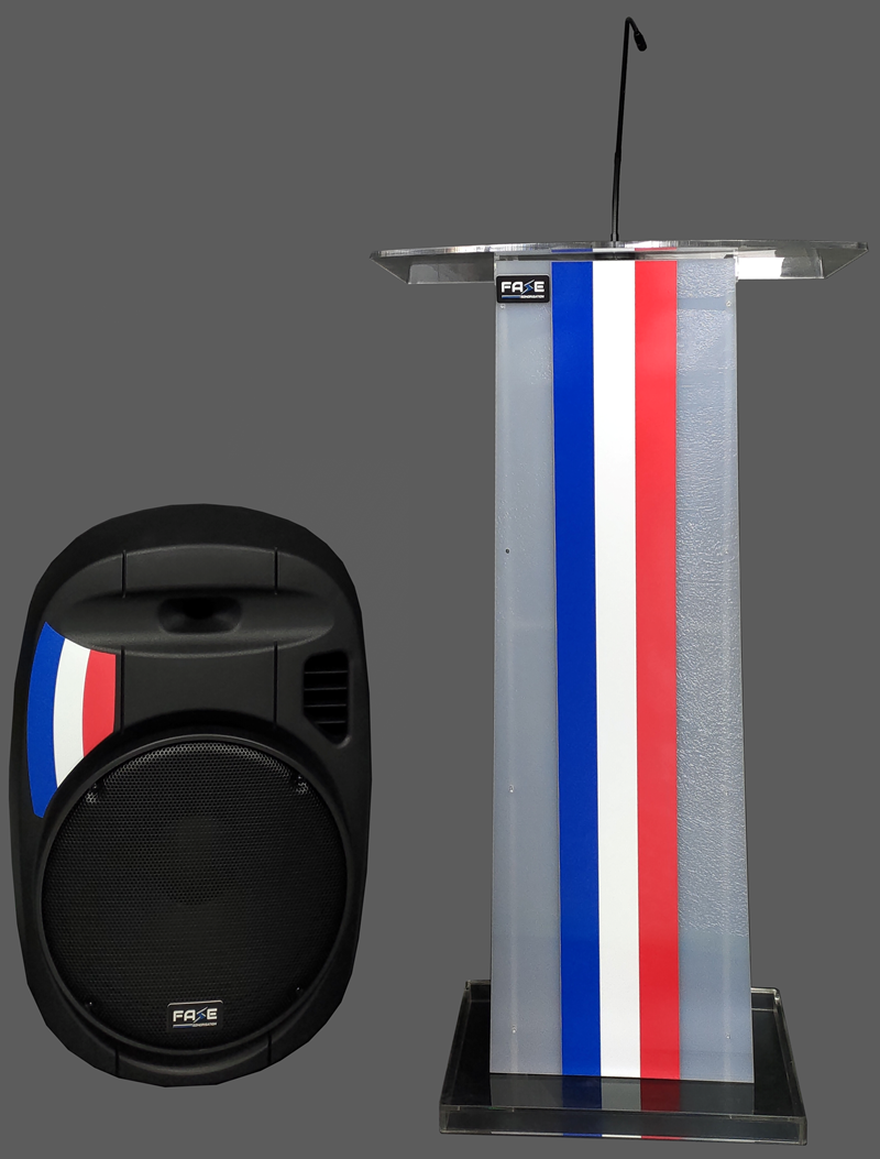 Pupitre de conférence amplifié MARIANNE - liaison HF - 450W - Design élégant - Sono portable_0