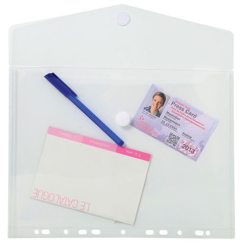 SACHET DE 5 POCHETTES-ENVELOPPES PERFORÉES PP A4 INCOLORE - EXACOMPTA