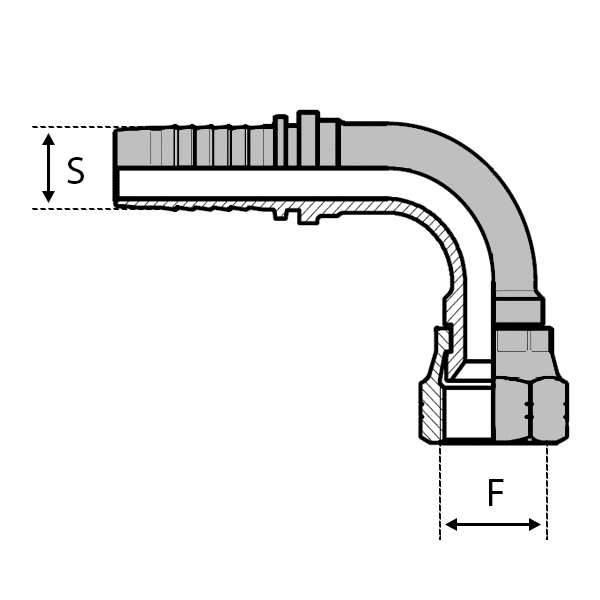 Série JIC - Filetage UNF - Cône 74° - Femelle - 90° (DKJ90) - 20 , 1