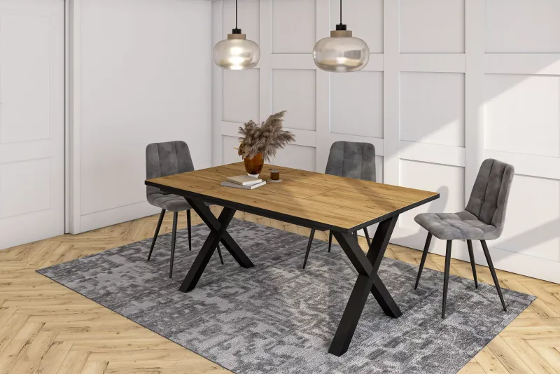 SKRAUT HOME - TABLE À MANGER, MEUBLE SALLE À MANGER, 167X90X74CM, POUR 8 PERSONNES, MEUBLES DE SALON, STYLE INDUSTRIEL, CHÊNE ET NOIR