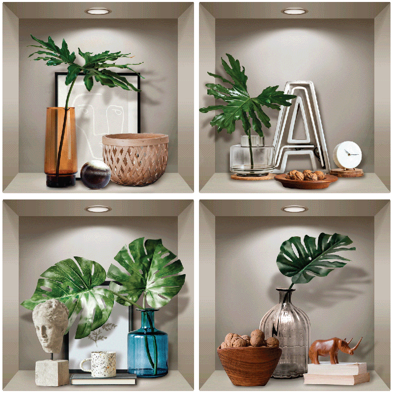 Stickers effet 3D plantes et objets design