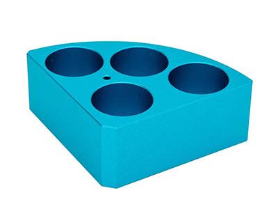 Support poly-block bleu, 4 trous, Ø28x30mm - Ref.: LBM012_0